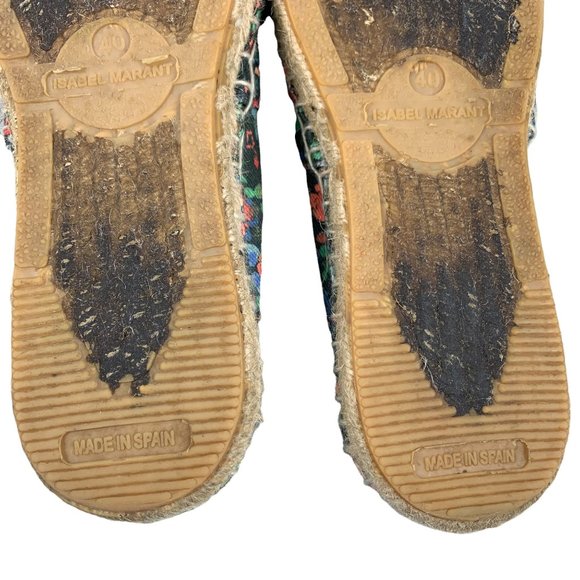 Isabel Marant Etoile Canae Canvas Espadrille Slip On Black Floral Flats Size 40 - Picture 10 of 12